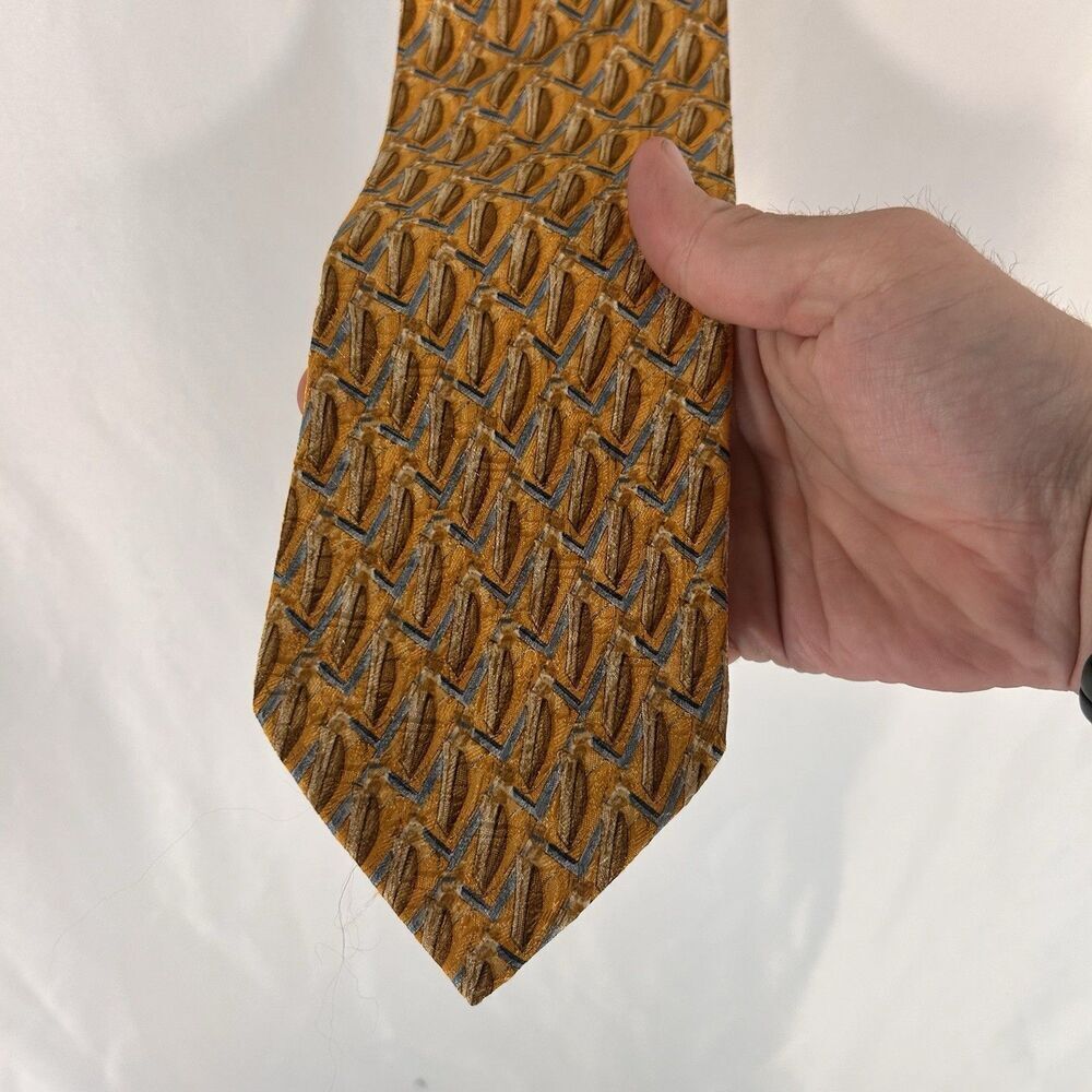 Ermenegildo Zegna 100% Silk Tie Men's 60" Yellow 4" Wide Soft